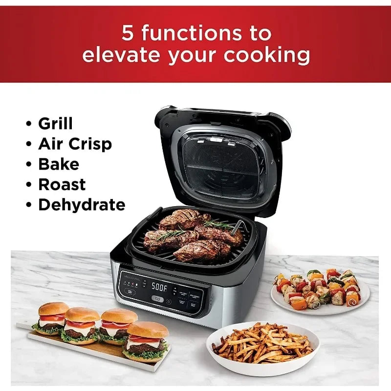 Ninja AG301 Foodi 5-in-1 Indoor Electric Grill with Air Fry, Roast, Bake & Dehydrate - Programmable