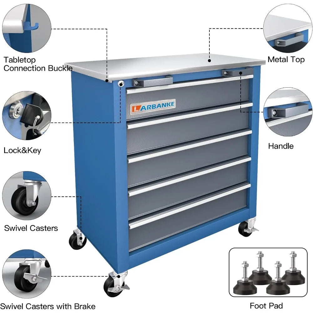 Combined Tool Cabinet and Tool Box, 7+5 Drawer Tool Box, Connectable, with 360 Degree Brake Wheels