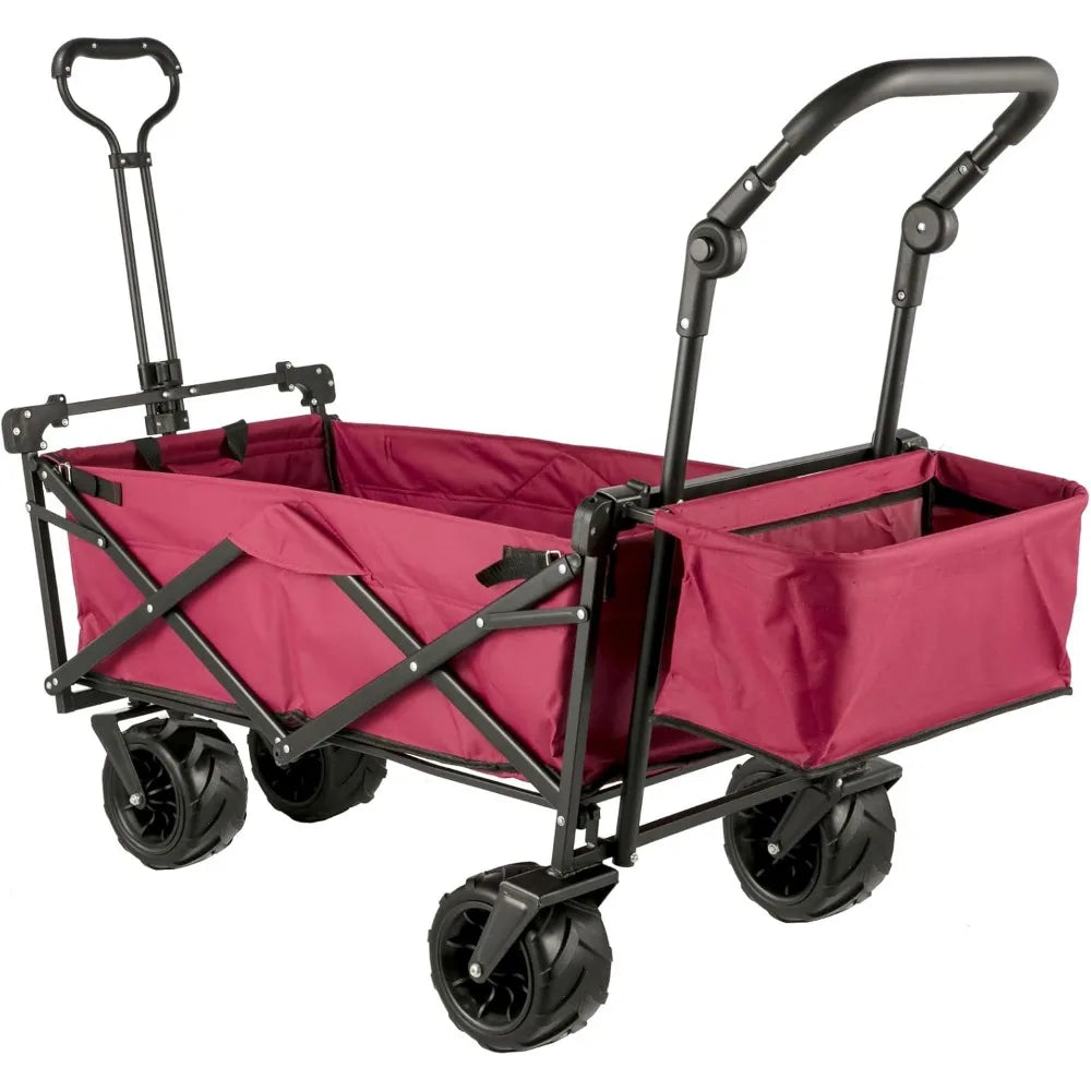 Extra Large Collapsible Garden Cart/Wagon with Removable Canopy, 220lbs Capacity with Rear Storage