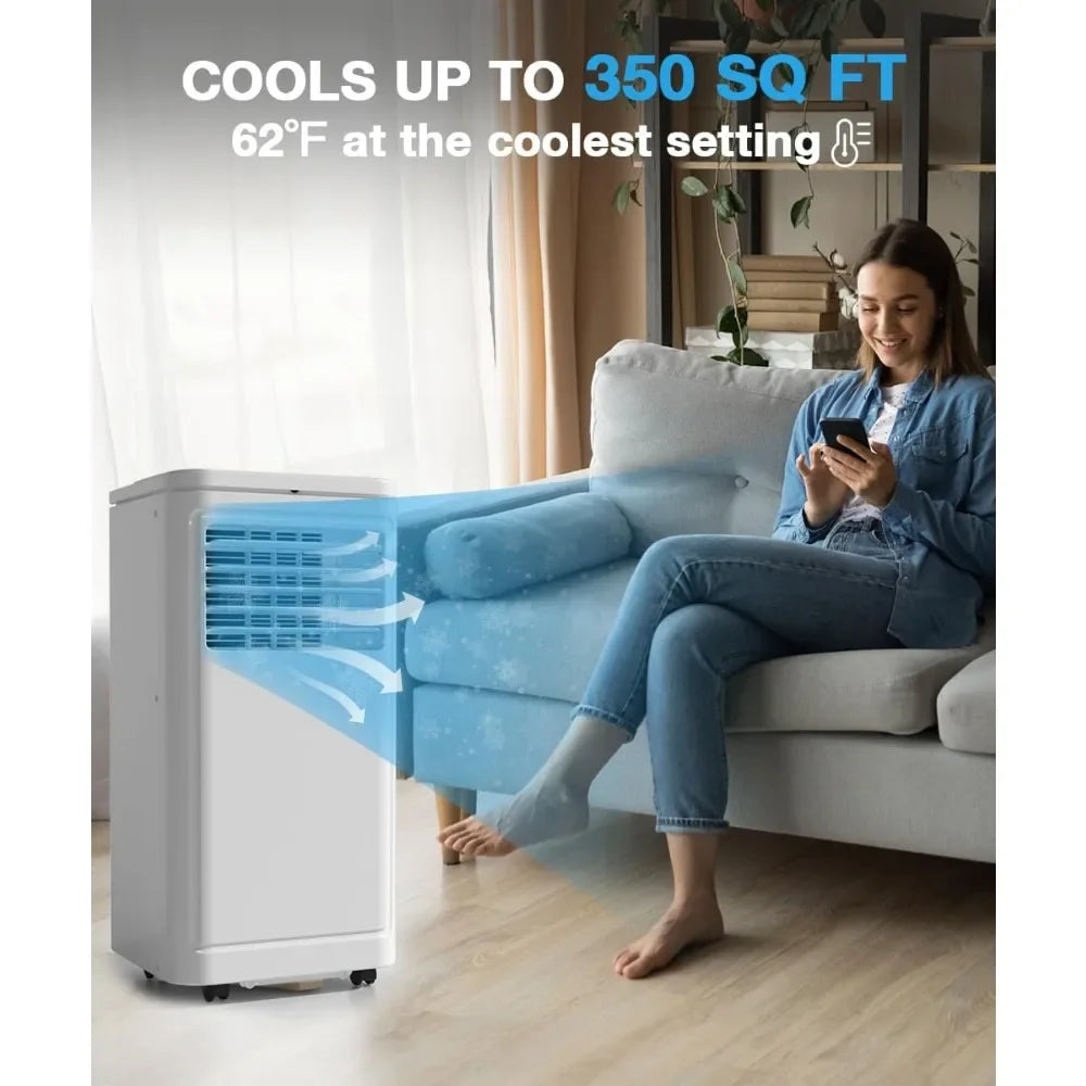 Air Conditioner, 8000 BTU,up to 350 sq. ft, Portable AC w/Dehumidifier & Fan, 2 Fan Speeds, 24H