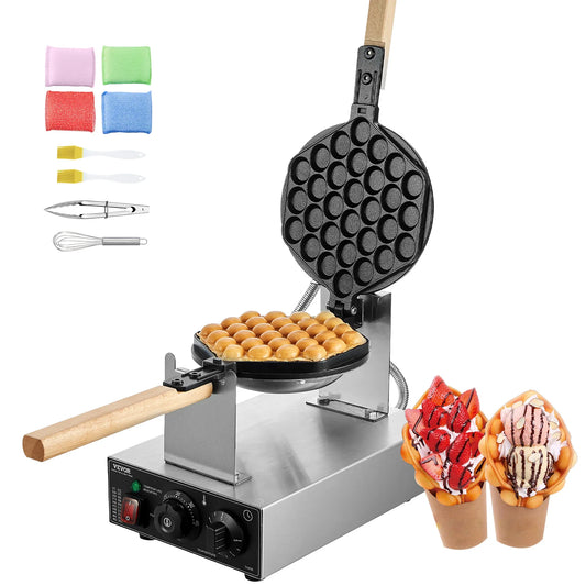 SucceBuy Commercial Egg Bubble Waffle Maker 1400W Non-Stick Stainless Steel Bubble Puff