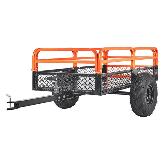 1500lb Tow-Behind Dump Cart - Universal ATV/Lawn Mower Trailer w/ 15 Cu Ft Capacity & Easy-Dump
