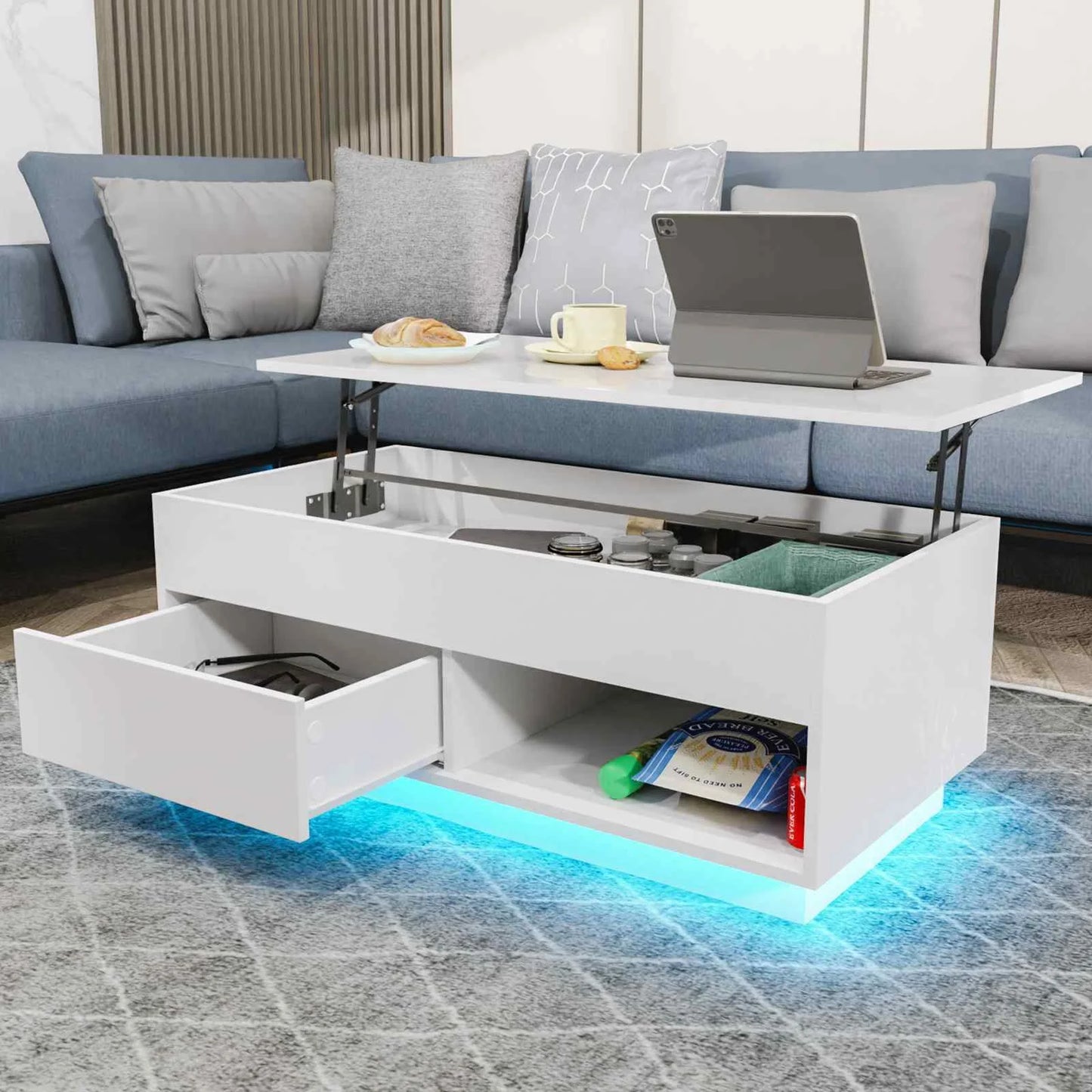 LED Lift Coffee Table The Ultimate Modern Furniture with Height Adjustment and Sleek Design