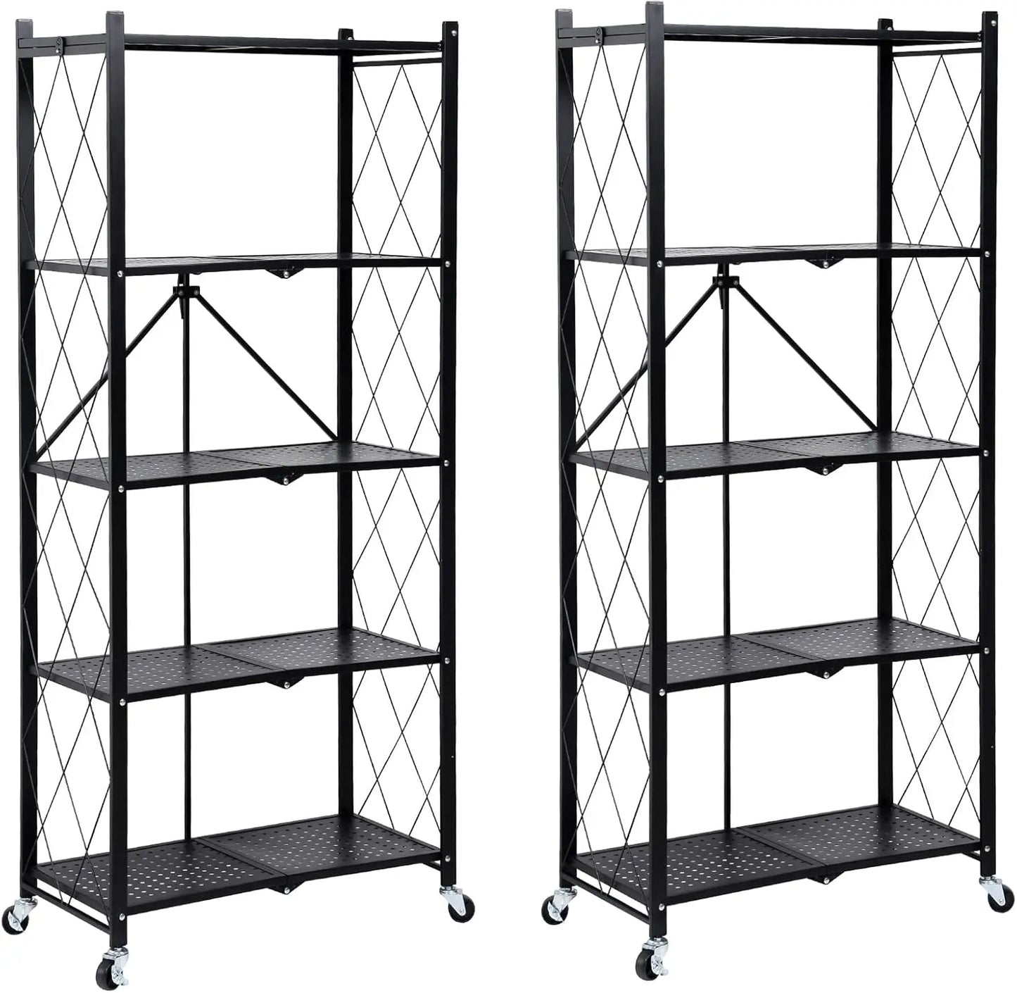 5-Tier Heavy Duty  Metal Rack Storage Shelving Unit with Wheels Moving Easily Organizer Shelves