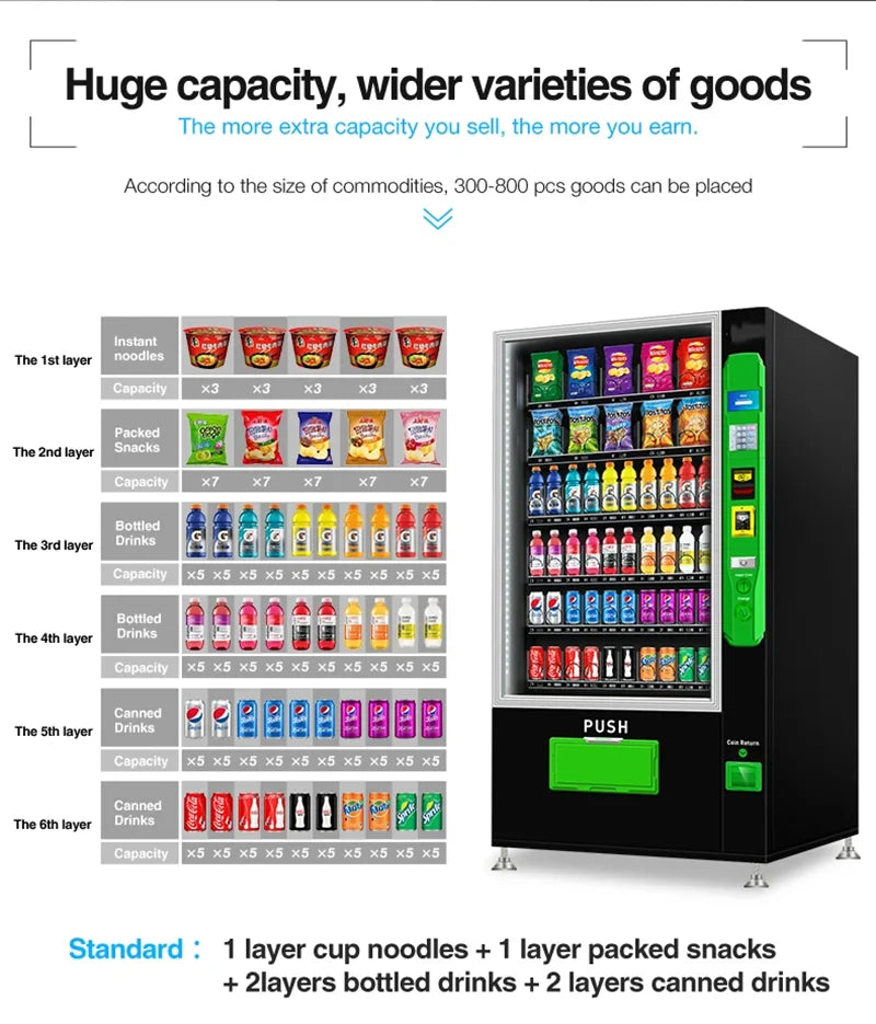 Europe 2024 New Trend Digital Vending Machine for Drinks and Snacks Chips Soda Beer Beverage Vending