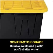Black&Yellow 17-Gal Heavy Duty Tough Storage Container&Snap-Tight Lid,(12.5”Hx18”Wx26.9”D), [4 Pack]