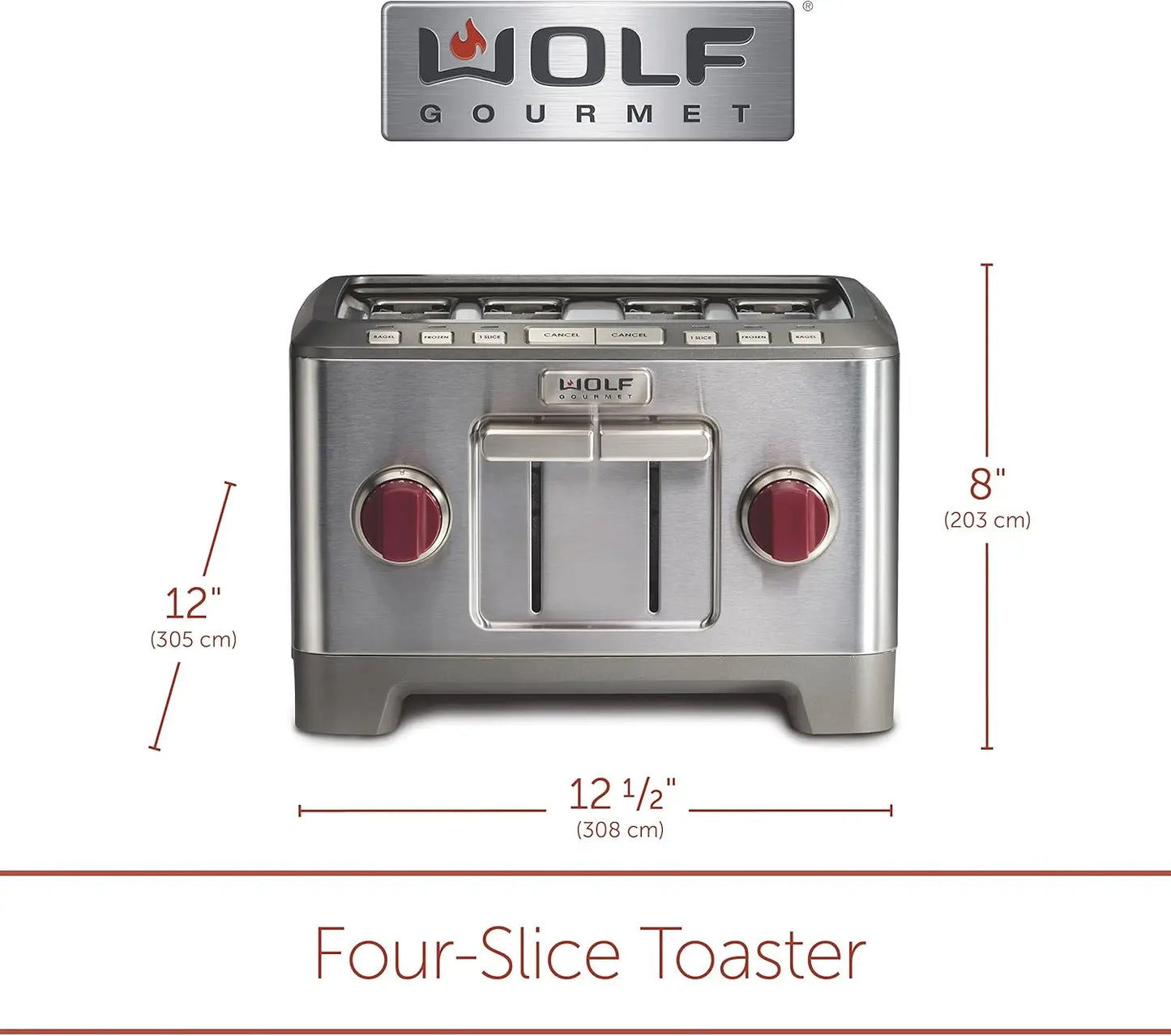 4-Slice Extra-Wide Slot Toaster with Shade Selector, Bagel /Red Knob, Stainless Steel (WGTR154S)