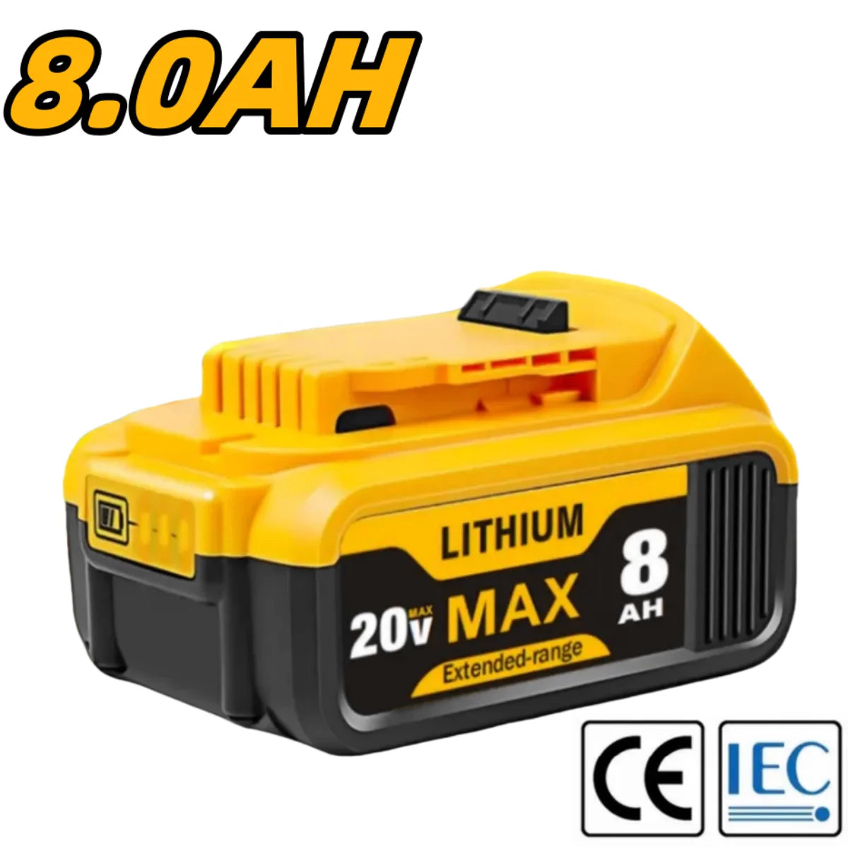 8.0Ah 20V Lithium-Ion Replacement Batteries for Dewalt Cordless Tools/DCB200, DCB205, DCB206