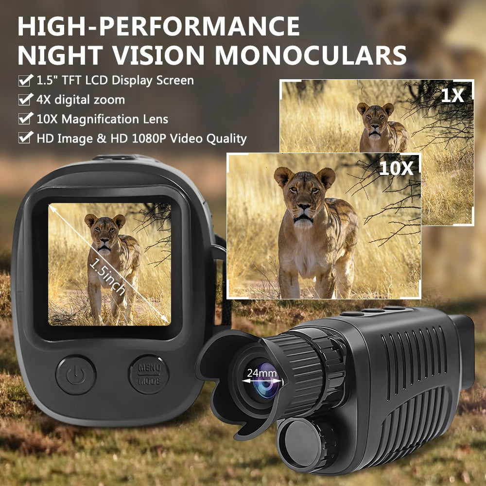 Monocular Night Vision 1080P HD Infrared Camera 5X Digital Zoom Telescope Full Darkness 300m