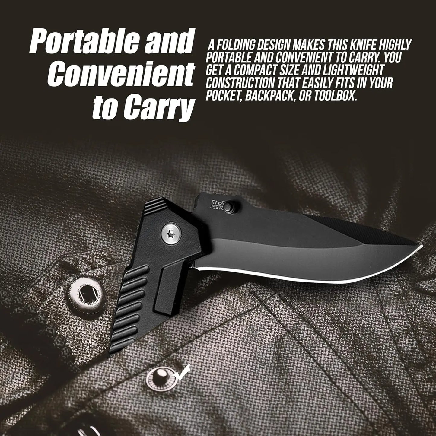 Folding knife, pocket knife with pocket clip, stainless steel blade knife, Edc knife