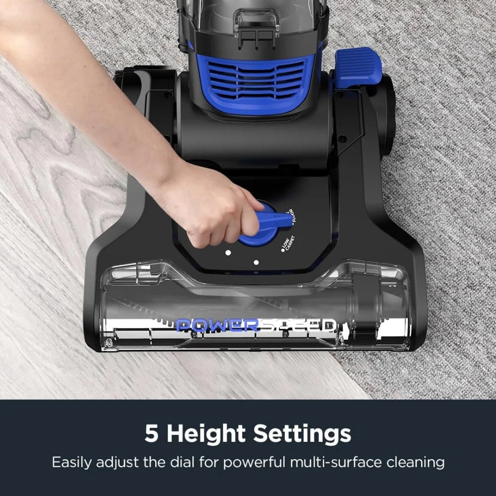 Lightweight Powerful Upright Vacuum Cleaner for Carpet and Hard Floor, PowerSpeed,Blue,black