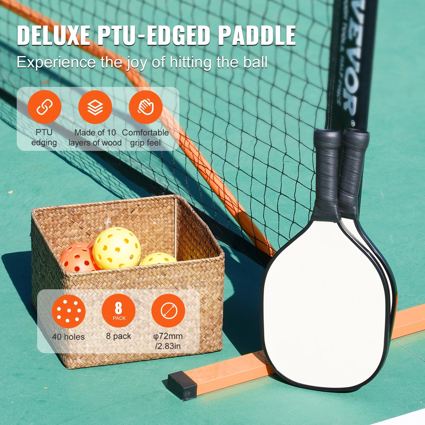 VEVOR Portable Pickleball Net System 22FT Full Court Pickle Ball Nets Indoor & Outdoor