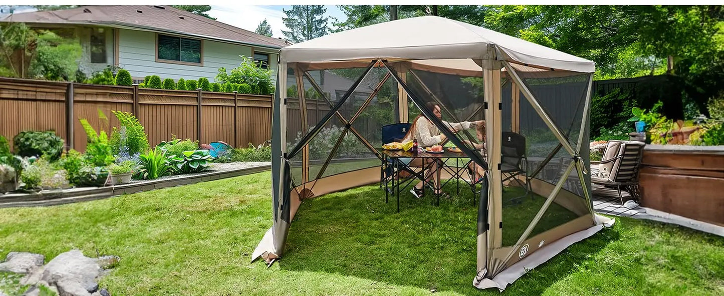 Pop Up Gazebo Screen House Tent for Camping 11.5 ft for 8-10 Person Instant Canopy Shelter