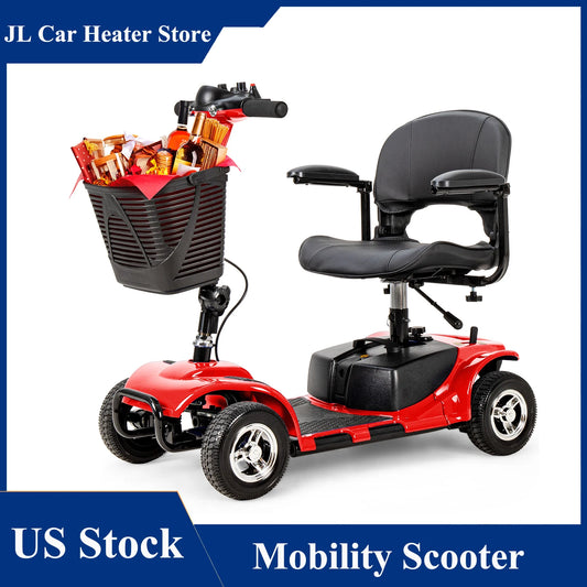 Red Blue 4 Wheels Mobility Scooter Electric Powered Wheelchair Device for Travel