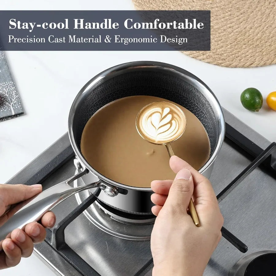 TriPly Stainless Steel Stock Pot 5 Quart Pot with Lid Non Stick Pots Induction Ready with Lids