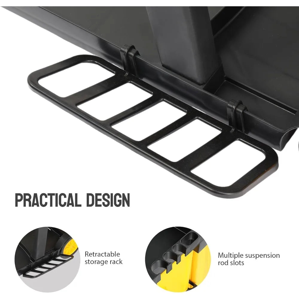 Janitorial Cart with Key-Locking Cabinet, 3-Shelf Commercial Cleaning Cart, Housekeeping Caddy