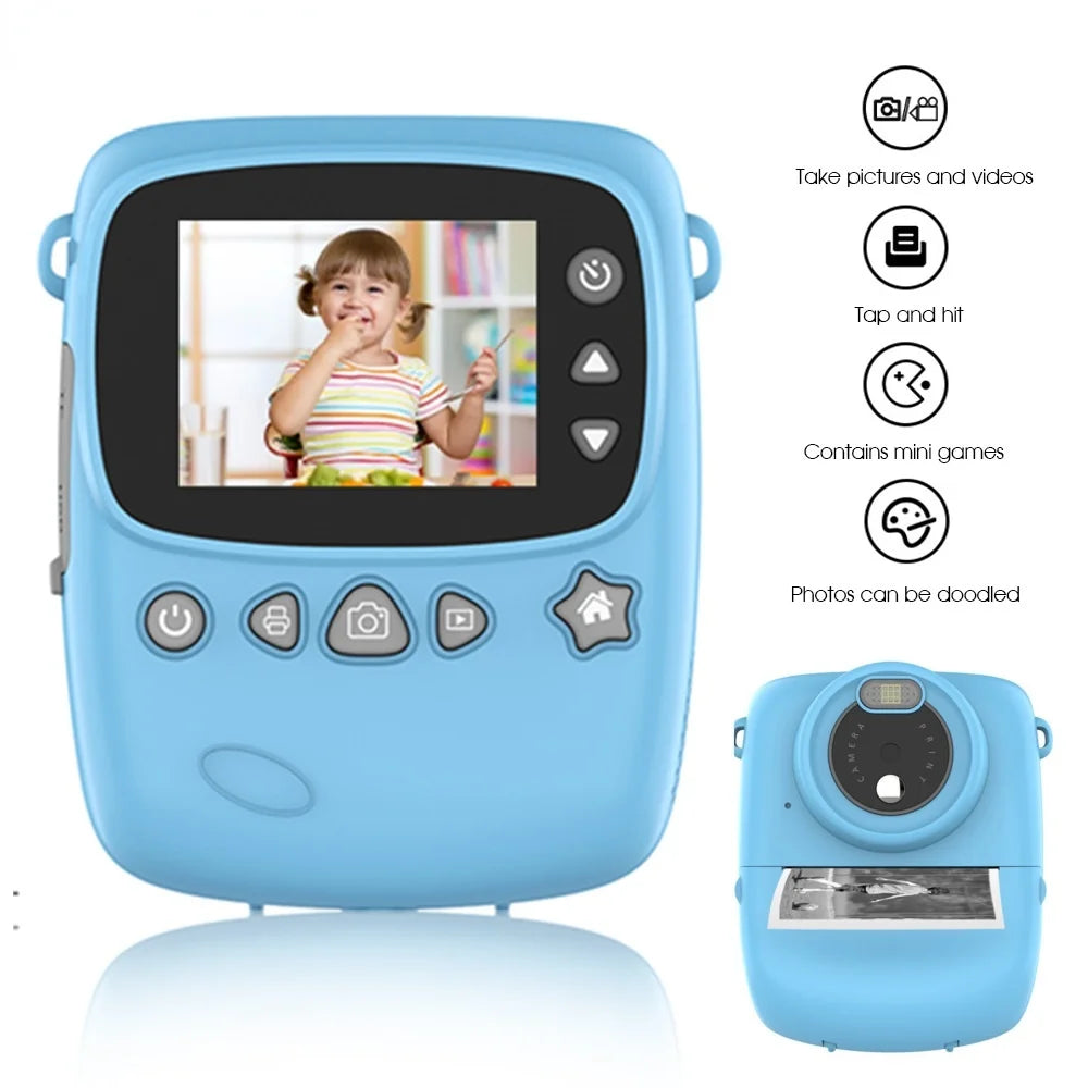 TRAVOR Kids Instant Print Camera HD 1080P Instant Camera Digital Camera W/Print Paper