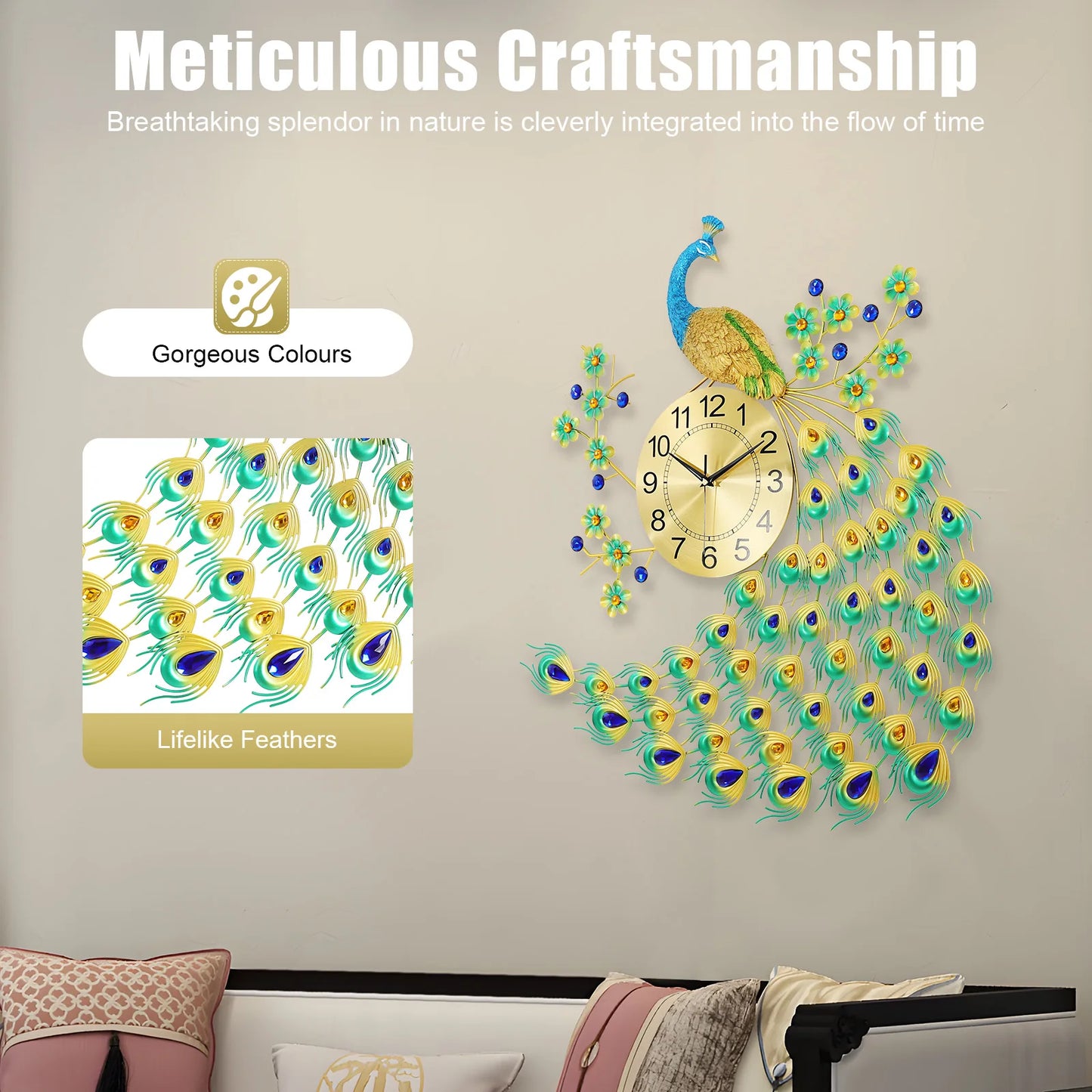 9.45-inch Silent Decorations  Modern Decorative Wall Clock with Sweeping Quartz Movement