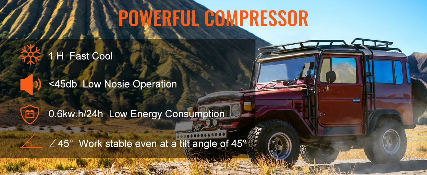 SucceBuy 35L/45L Portable Foldable Handle Car Refrigerator with Wheel Compressor Freezer