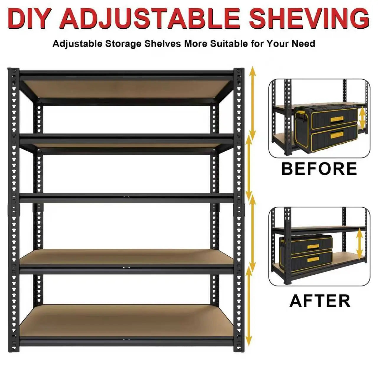 3050 LB Sturdy Metal Storage Racks - Extra Wide 40" Robust Garage Shelving System