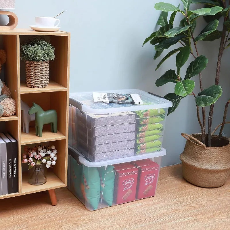 Plastic Storage Bins with Latching Lids Stackable Storage Containers for Organizing Large Clear Box