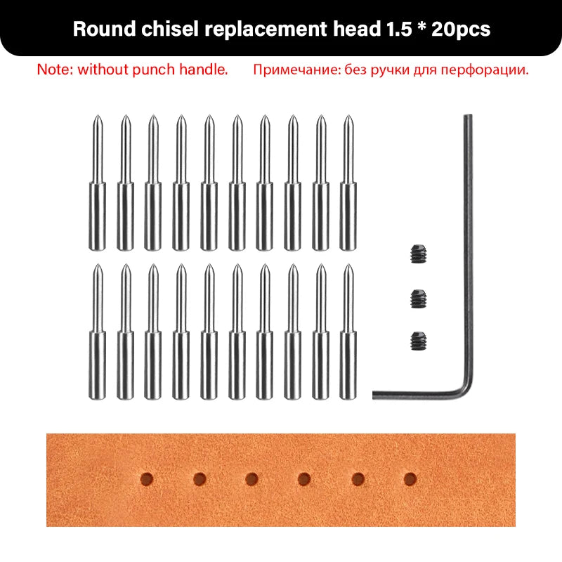 WUTA 3G Leather Punches Head Pricking Iron Removable Diamond Olive Round Hole French Style