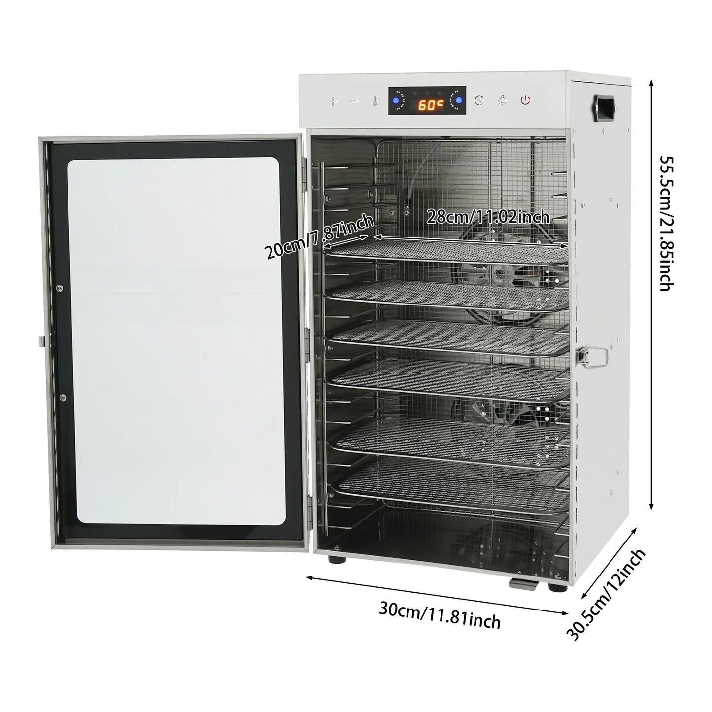 Stainless Steel Fruit Dryer+800W Power, Food Dehydrator+18 Grids, Fruit Dryer Machine+30-90°C Temp