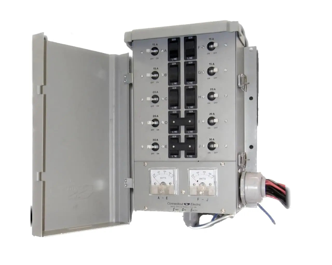 CONNECTICUT ELECTRIC EmerGen Transfer Switch - 50 Amp, 10-Circuit, 12500 Watts, for Generator