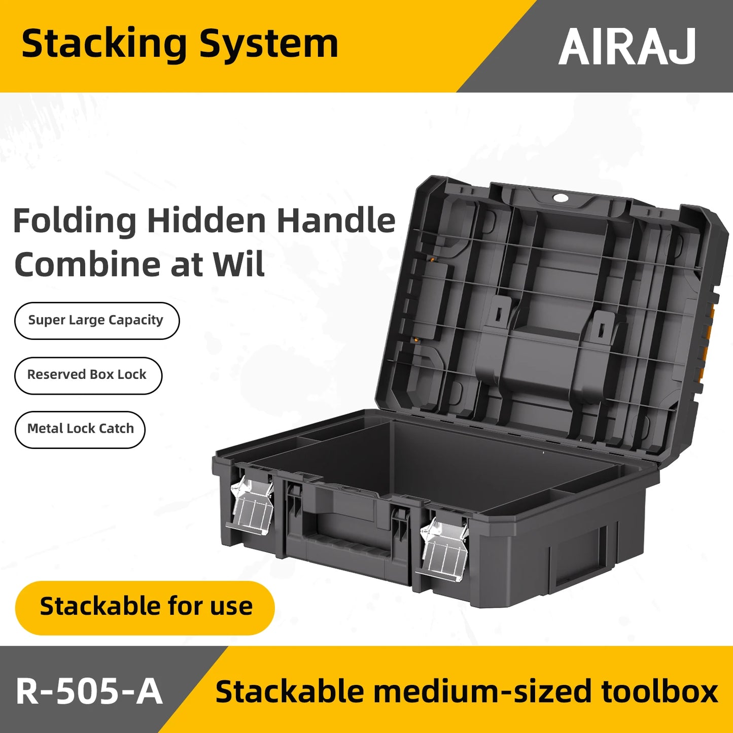 AIRAJ MultiFunctional Tier Stackable Rolling Plastic Portable Folding Tool Storage Box