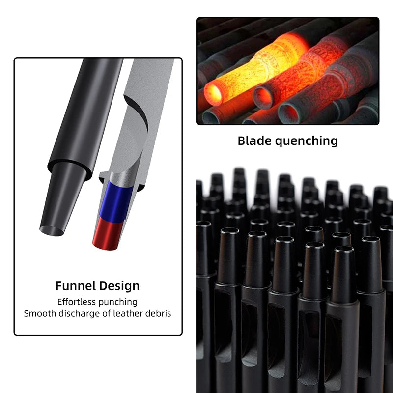 WUTA Plating Titanium Leather Hollow Punching Tool Set Round Hole Puncher DIY Craft for Leather