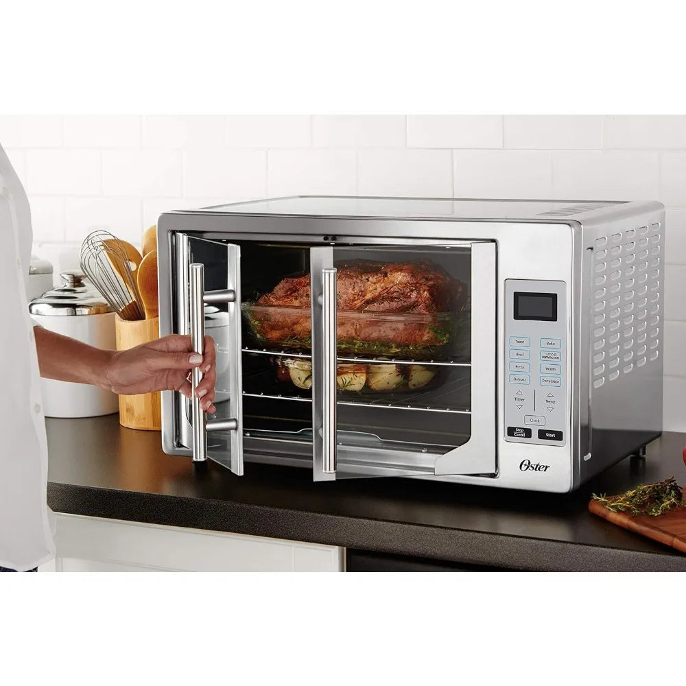 Oster Convection Oven, 8-in-1 Countertop Oven, XL Fits 2 16" Pizzas, Stainless Steel French Door