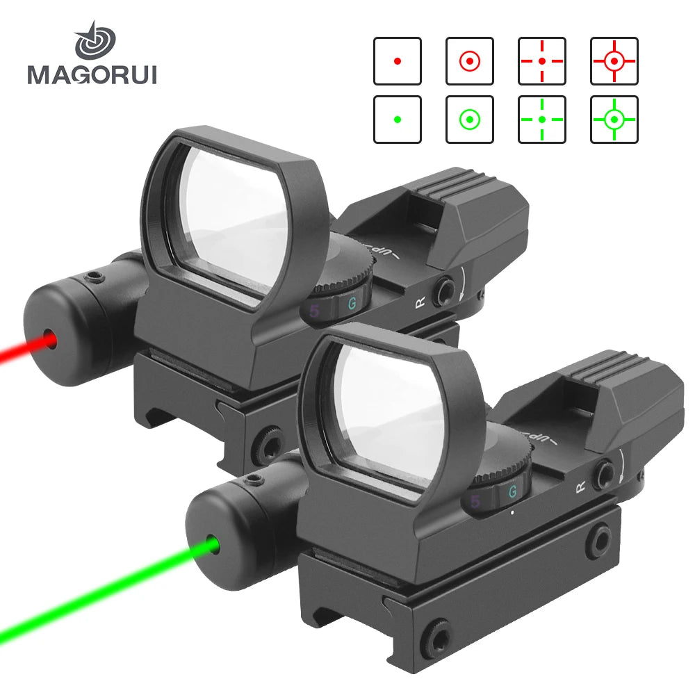 Magorui Green Red Dot Reflex Laser Sight Scope 4 Styles Display Holographic Illuminated 20mm