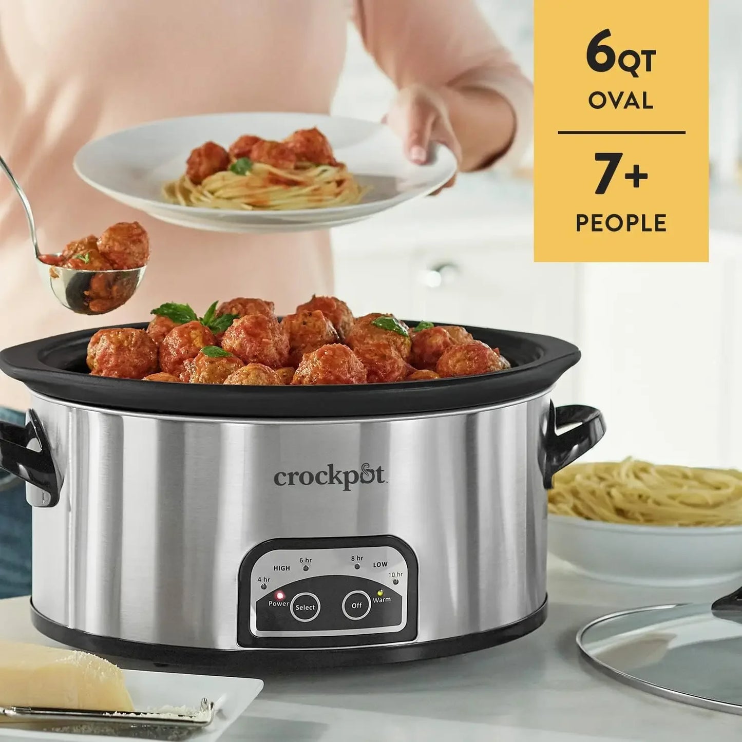 Crock-Pot 6 Quart Programmable Slow Cooker with Timer and Auto Food Warmer Setting, Stainless Steel