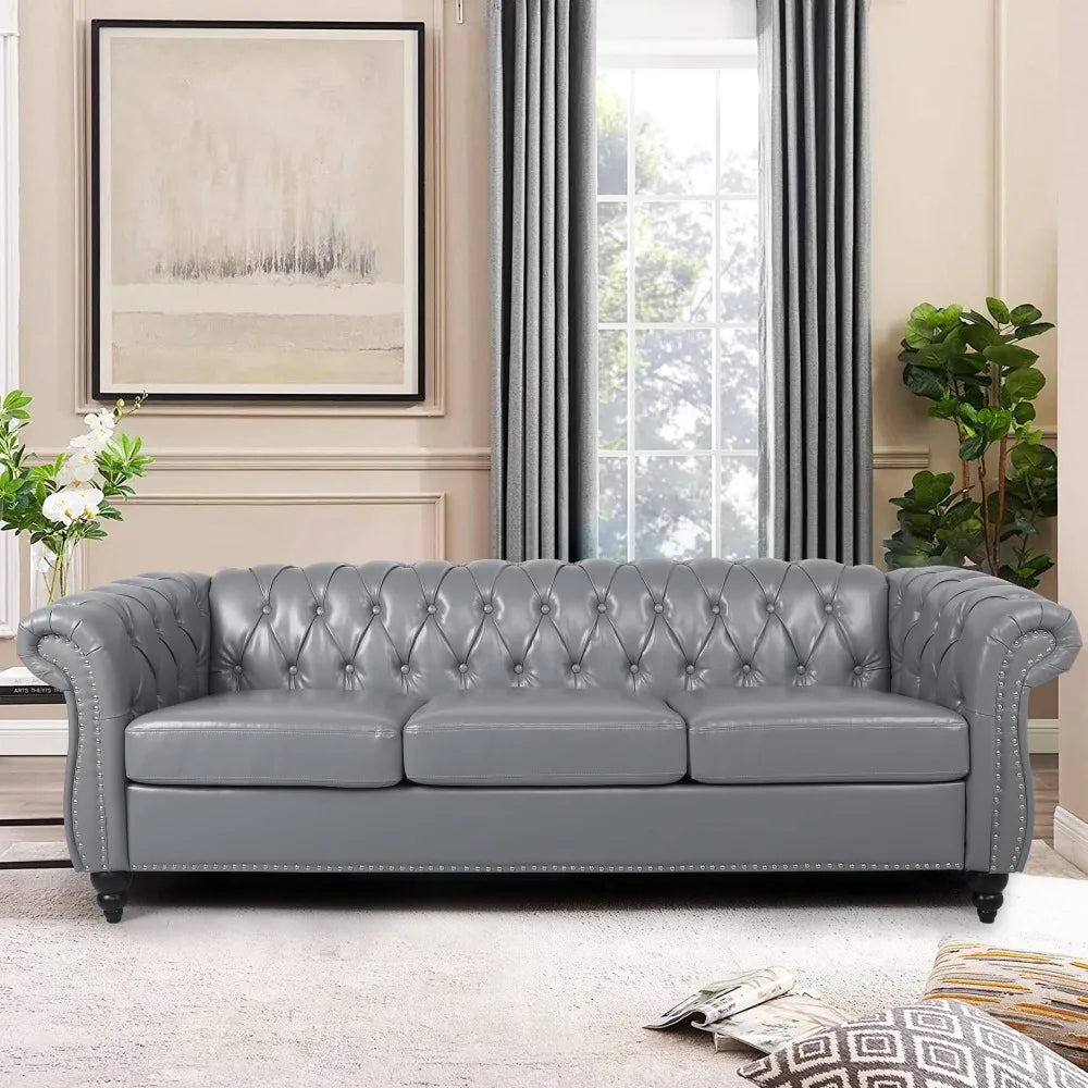 2024 New Large Sofa, Modern 3 Seater Couch Furniture, Sofa Classic Tufted Settee Sofa Tufted Back