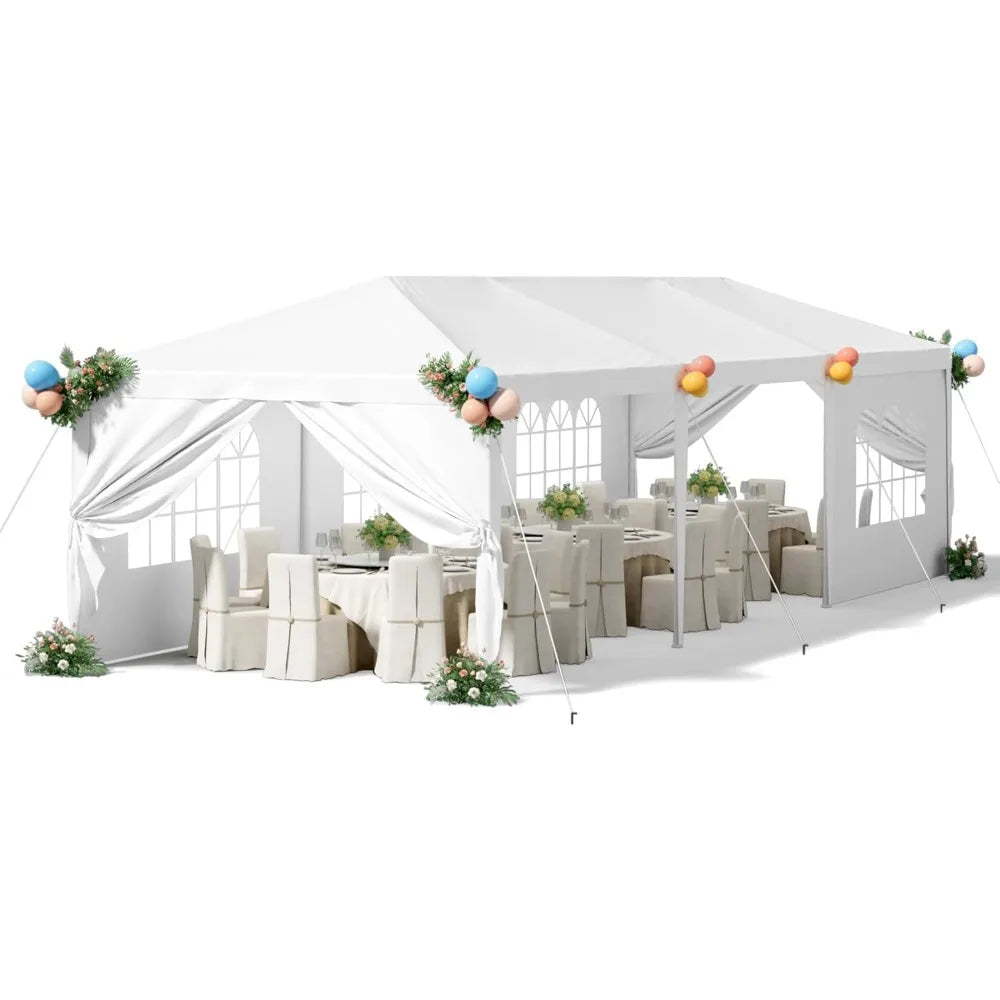 10' × 30' Party Tent Outdoor Tent for Party Rainproof Wedding Tent Event Booth for up to 40 People
