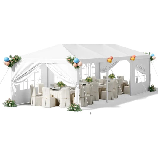 10' × 30' Party Tent Outdoor Tent for Party Rainproof Wedding Tent Event Booth for up to 40 People