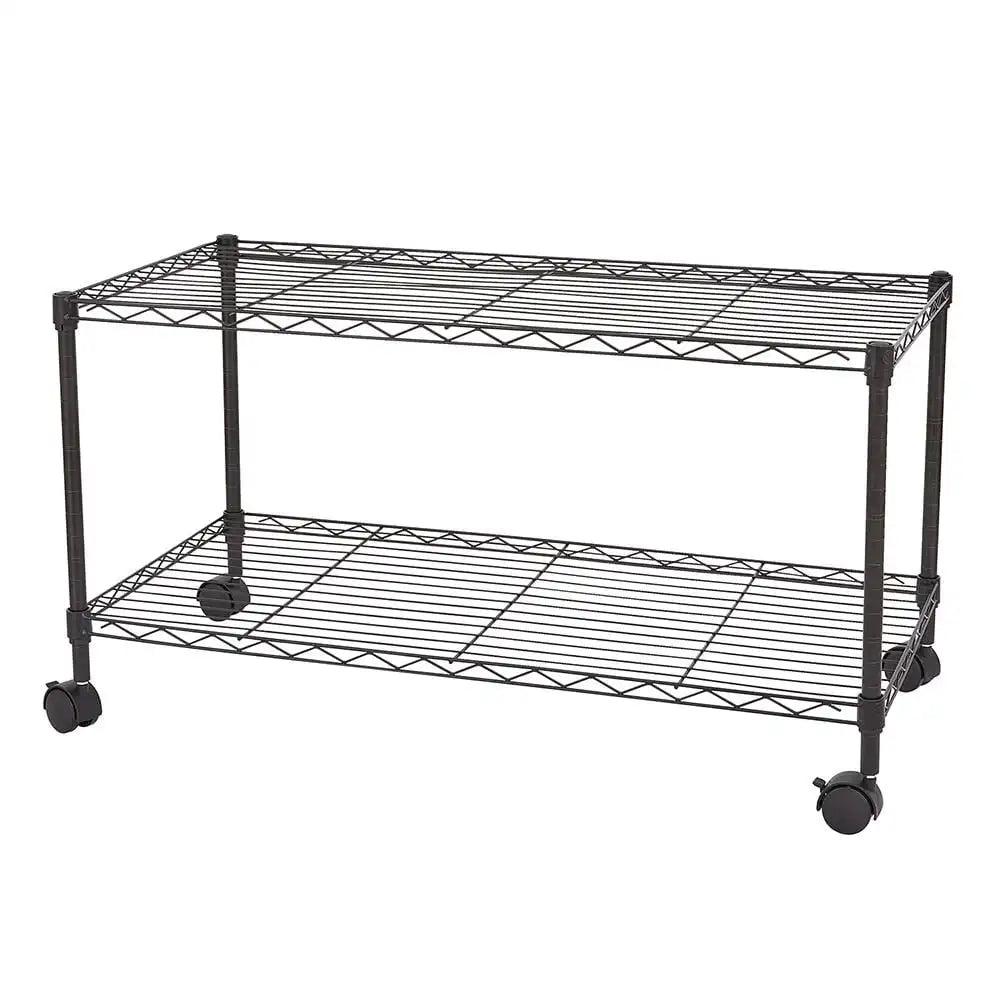 3 Tier Wire Shelving, Adjustable Storage Rack Metal Rolling Cart Chrome/Black