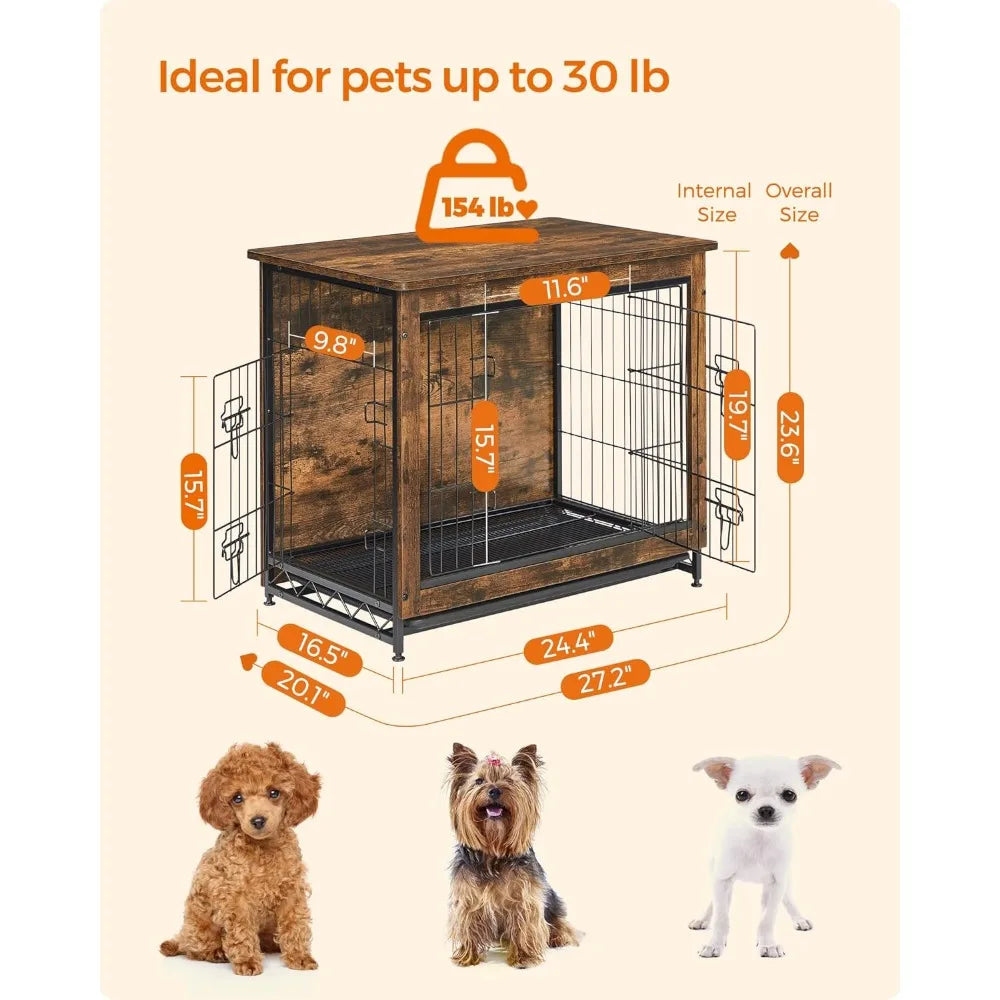 Dog Crate Furniture, Side End Table, Modern Kennel for Dogs Indoor up to 30 lb, Heavy-Duty Dog Cage