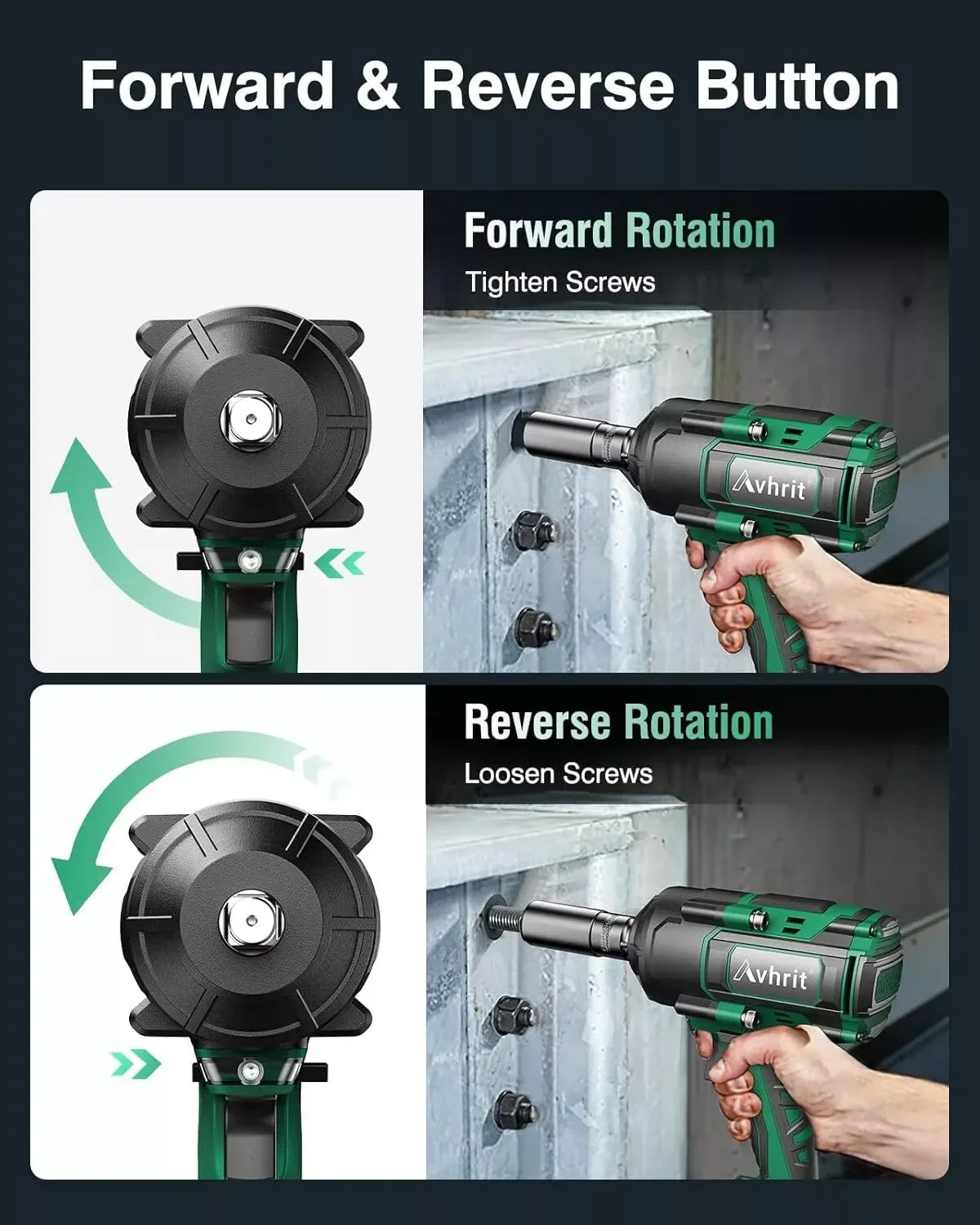 AVHRIT 1/2" Cordless Brushless Impact Wrench 1000Nm(738Ft-lbs) w/ 2x5.0Ah for Makita Power Tool Kit