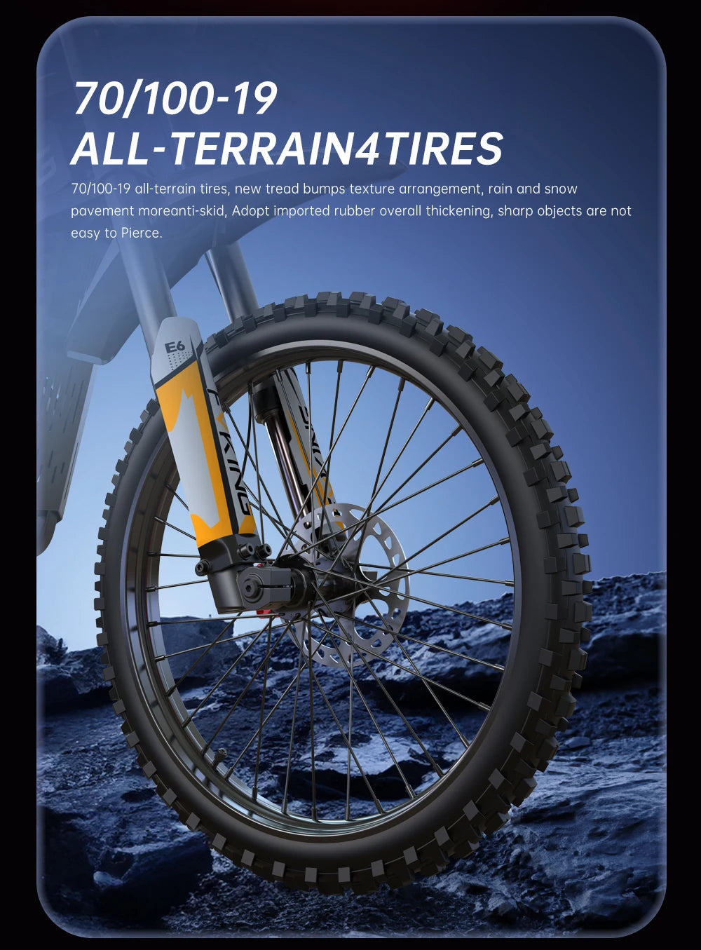 FVKINGE6 off-road electric bicycle 25 inch tires 52V40AH electric motorcycle peak 2900W motor 60KM/H