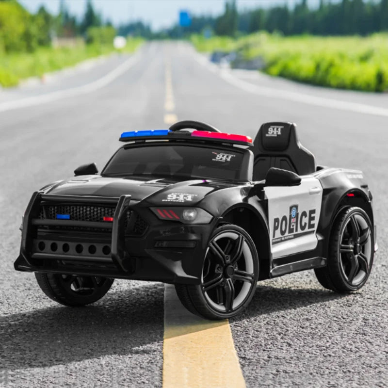 12V Kids Ride On Car ,Police sports car,2.4GHZ Remote Control,LED Lights,Siren,Microphone,Black