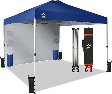 Canopy Tent, Portable Pop Up Outdoor Shelter with Pocket Sidewall, Push Center Lock, UV Protection