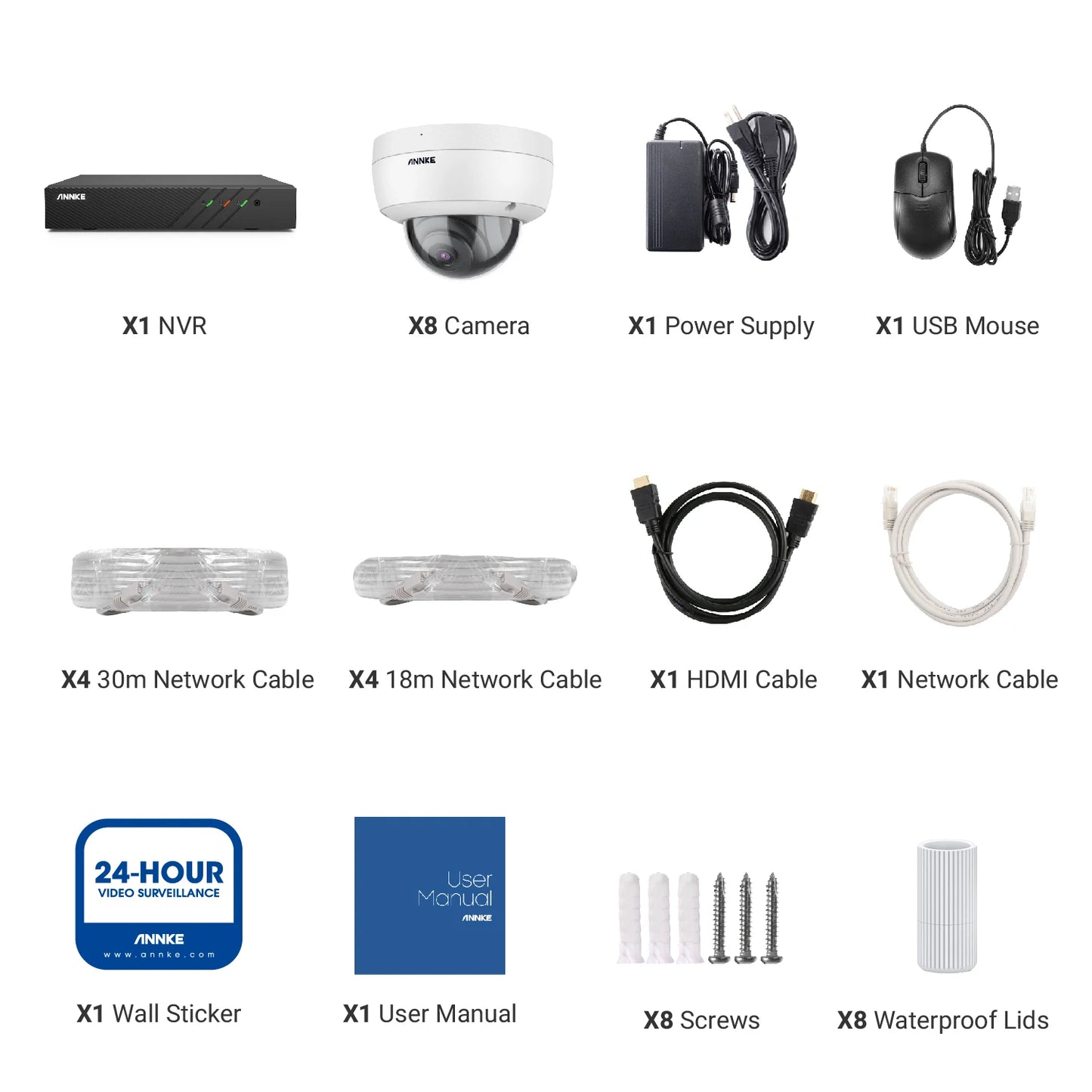 ANNKE 5MP FHD POE Network Video Security System H.265+ 6MP NVR With 5MP POE Cameras Audio LP Camera