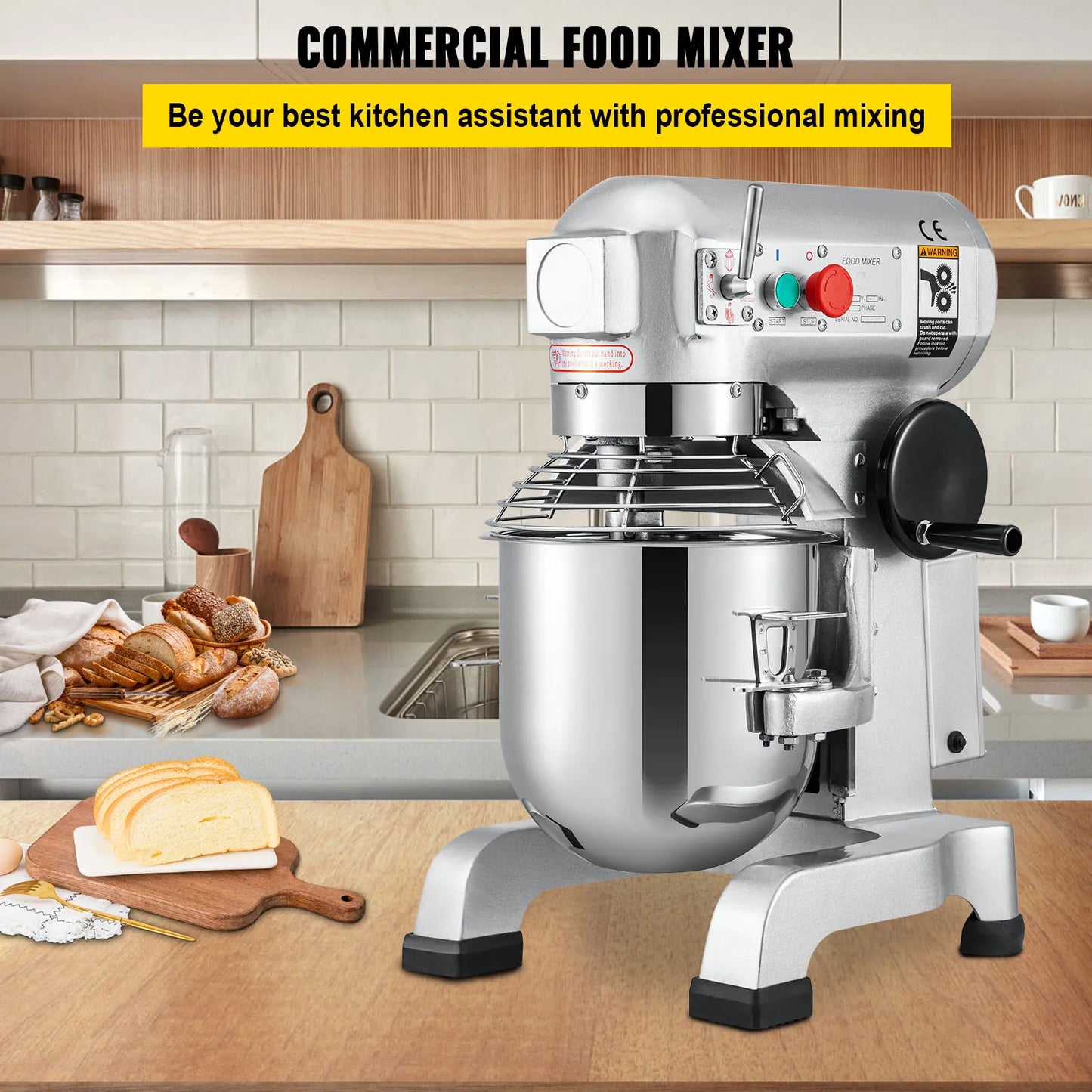 VEVOR Electric Dough Machine 10/15/20/30L Stainless Steel Commercial Mixer Processor Blender