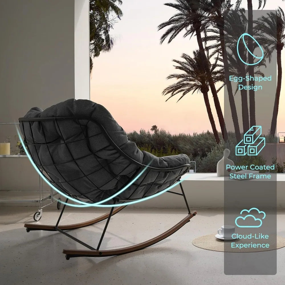 patio Rocking Chair Outdoor Rocking Chair with Cushion Outdoor Rocker Recliner Chair