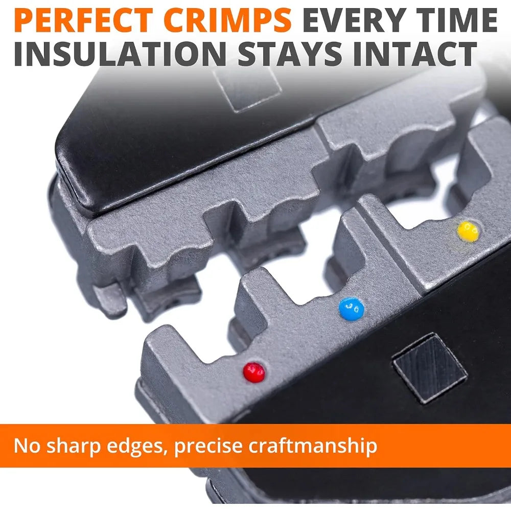 Wirefy Crimping Tool Set 8 PCS - Ratcheting Wire Crimper - Heat Shrink, Non-Insulated, Open Barrel