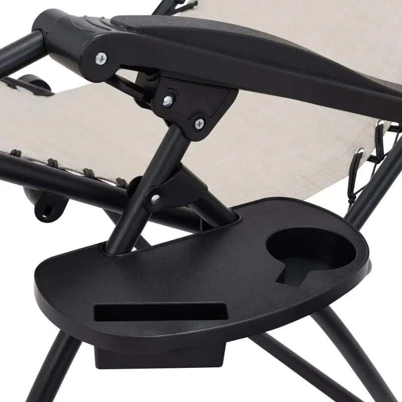 Mainstays Reclining Zero-Gravity Outdoor Lounge Chair Set of 2 with Cup Holder Gray