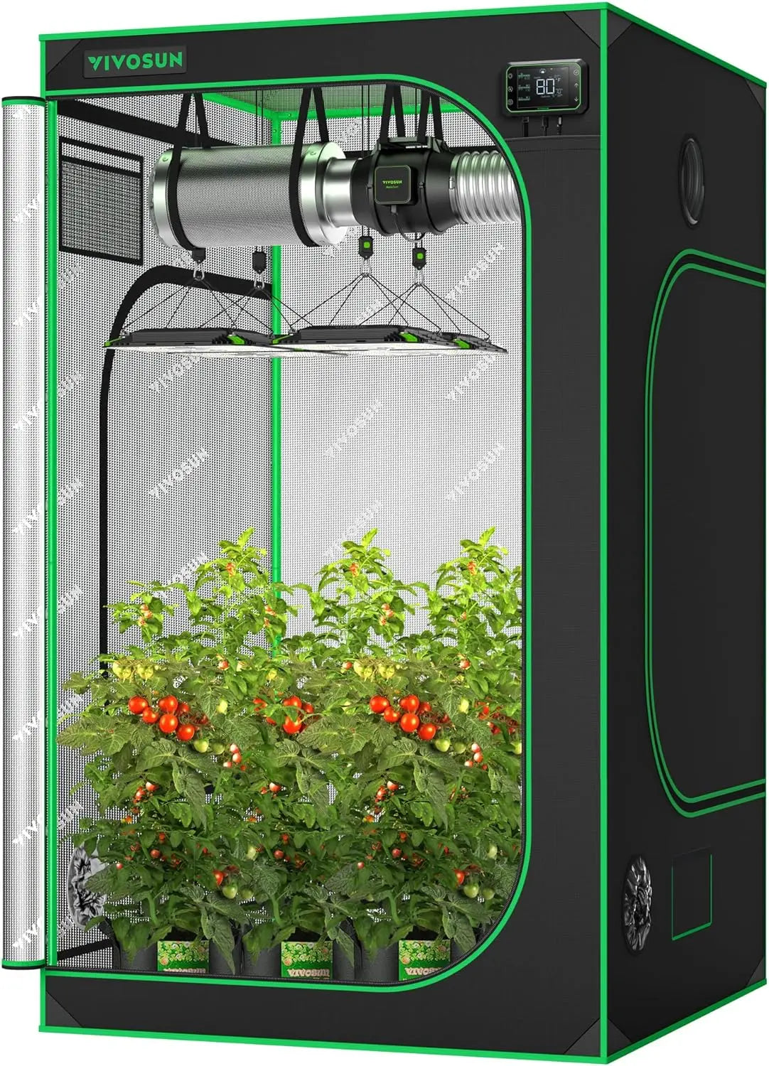 48"x48"x80" High Reflective Mylar w/ Observation Window &Floor Tray for Hydroponics Plant Growing