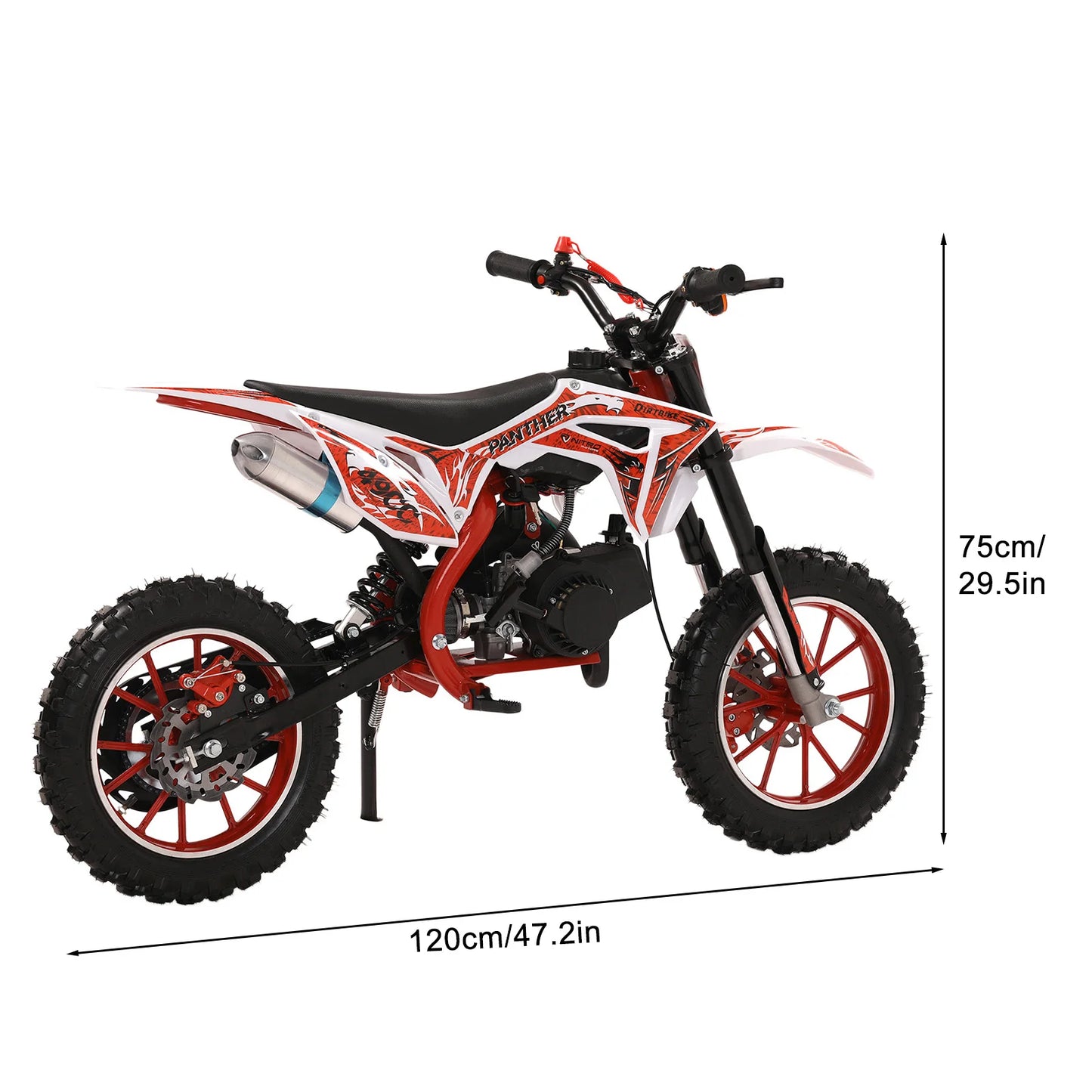 49cc 2-Stroke Kids Dirt Bike, Gas Power Motocross, Off Road Pocket bike w/ Front Rear Disc Brakes