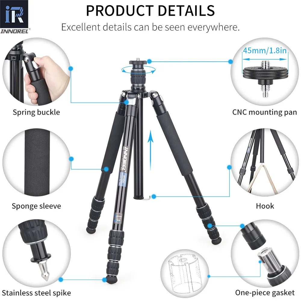 INNOREL RT45A Tripod Aluminum Alloy Travel Portable Photographic Monopod/DSLR Camcorder Stand